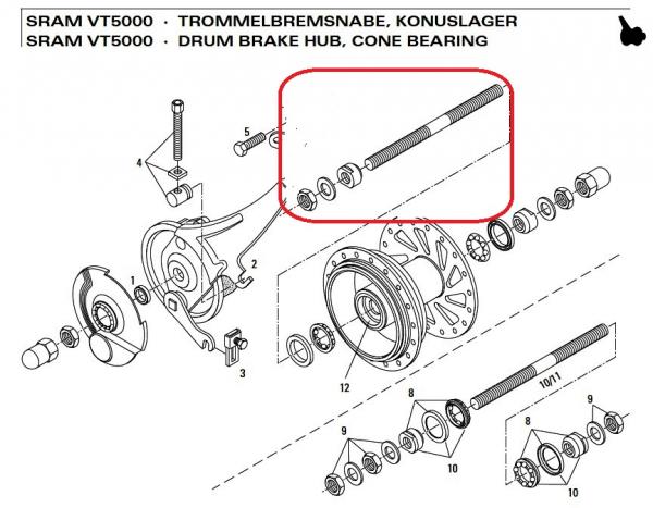 ACHSE M9x136 MM, SACHS VT5000